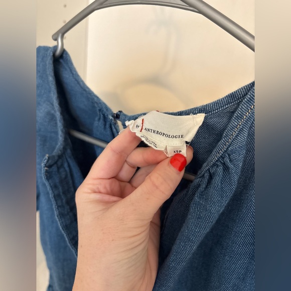 Anthropologie The Somerset Romper Denim Chambray Size XSP - Picture 9 of 12